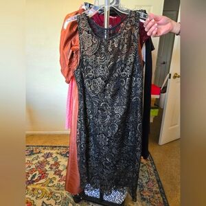 Black lace with gold dress